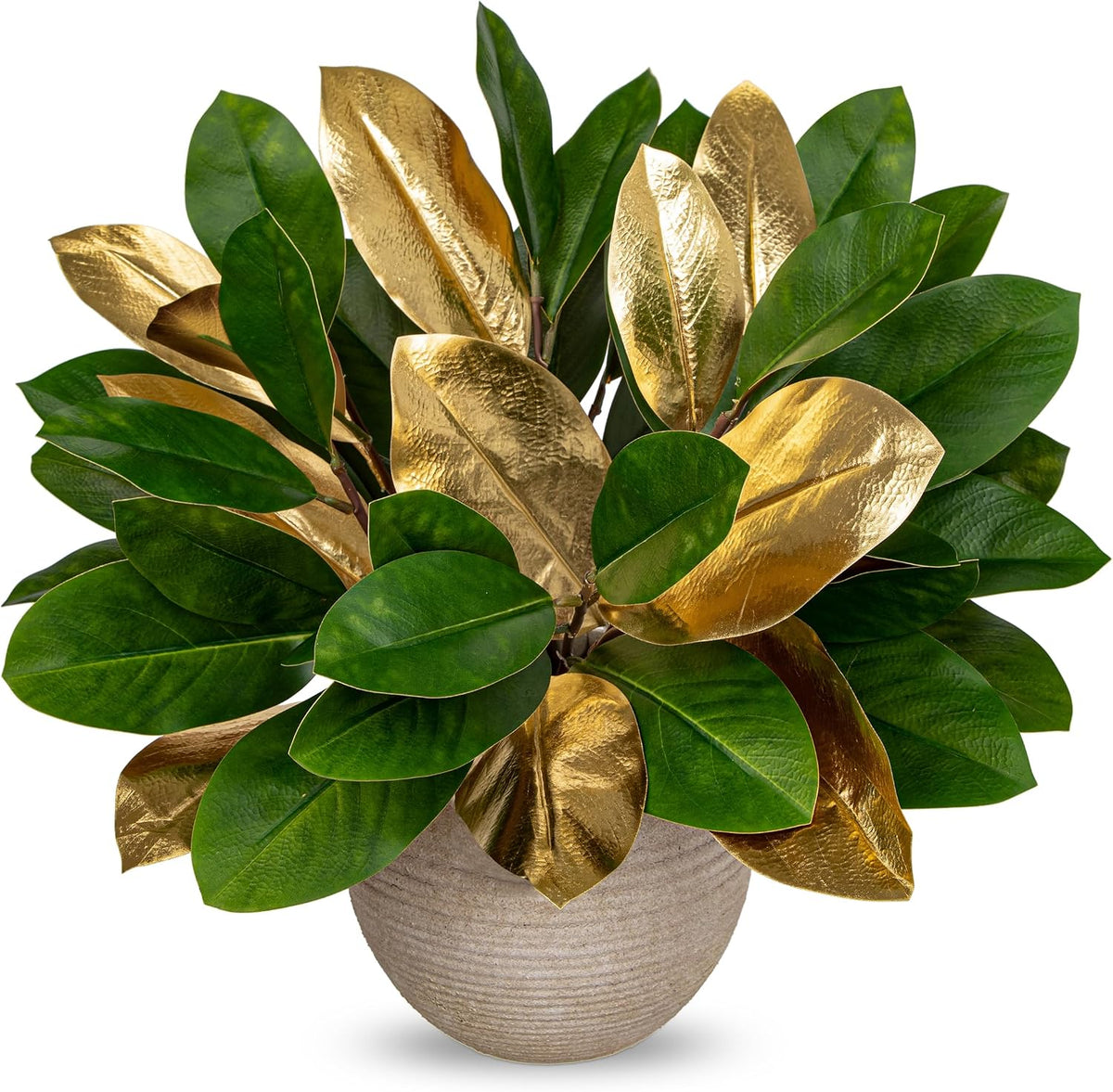Artificial Magnolia Floral Stems 2PCS 19.7'' Tall Faux Magnolia Silk Flowers Bouquet Fake Greenery Branches for Home Wedding Arrangements Table Vase Centerpieces Rustic Decor(Vase not Included)