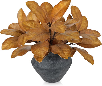 Artificial Magnolia Floral Stems 2PCS 19.7'' Tall Faux Magnolia Silk Flowers Bouquet Fake Greenery Branches for Home Wedding Arrangements Table Vase Centerpieces Rustic Decor(Vase not Included)