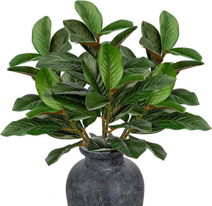 Artificial Magnolia Floral Stems 2PCS 19.7'' Tall Faux Magnolia Silk Flowers Bouquet Fake Greenery Branches for Home Wedding Arrangements Table Vase Centerpieces Rustic Decor(Vase not Included)