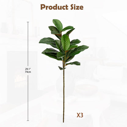 Artificial Magnolia Floral Stems 2PCS 19.7'' Tall Faux Magnolia Silk Flowers Bouquet Fake Greenery Branches for Home Wedding Arrangements Table Vase Centerpieces Rustic Decor(Vase not Included)