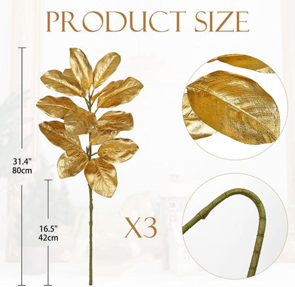 Artificial Magnolia Floral Stems 2PCS 19.7'' Tall Faux Magnolia Silk Flowers Bouquet Fake Greenery Branches for Home Wedding Arrangements Table Vase Centerpieces Rustic Decor(Vase not Included)