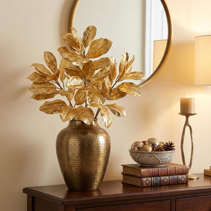 Artificial Magnolia Floral Stems 2PCS 19.7'' Tall Faux Magnolia Silk Flowers Bouquet Fake Greenery Branches for Home Wedding Arrangements Table Vase Centerpieces Rustic Decor(Vase not Included)