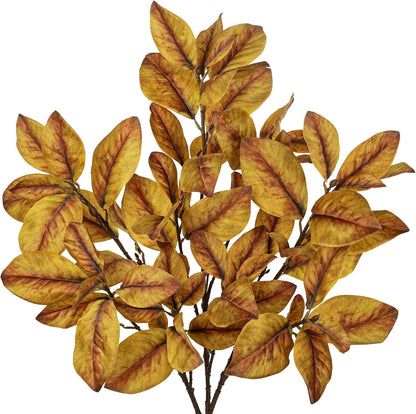 Artificial Magnolia Floral Stems 2PCS 19.7'' Tall Faux Magnolia Silk Flowers Bouquet Fake Greenery Branches for Home Wedding Arrangements Table Vase Centerpieces Rustic Decor(Vase not Included)