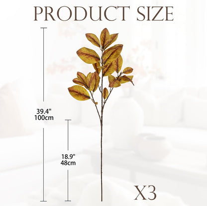 Artificial Magnolia Floral Stems 2PCS 19.7'' Tall Faux Magnolia Silk Flowers Bouquet Fake Greenery Branches for Home Wedding Arrangements Table Vase Centerpieces Rustic Decor(Vase not Included)