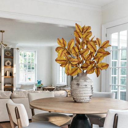 Artificial Magnolia Floral Stems 2PCS 19.7'' Tall Faux Magnolia Silk Flowers Bouquet Fake Greenery Branches for Home Wedding Arrangements Table Vase Centerpieces Rustic Decor(Vase not Included)