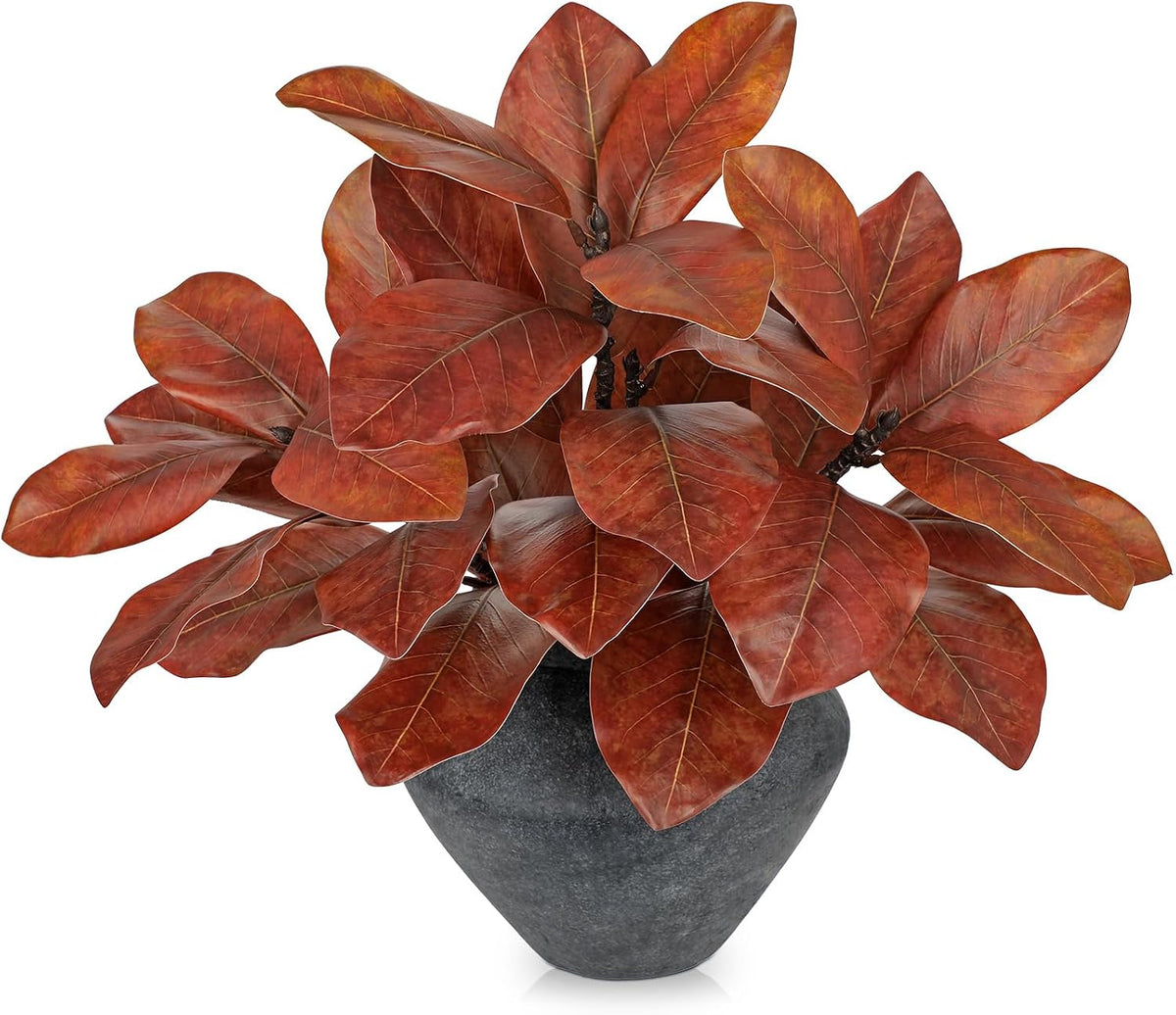 Artificial Magnolia Floral Stems 2PCS 19.7'' Tall Faux Magnolia Silk Flowers Bouquet Fake Greenery Branches for Home Wedding Arrangements Table Vase Centerpieces Rustic Decor(Vase not Included)