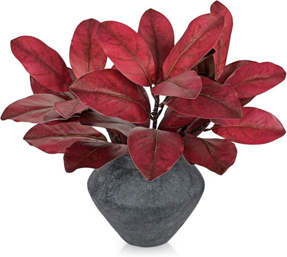 Artificial Magnolia Floral Stems 2PCS 19.7'' Tall Faux Magnolia Silk Flowers Bouquet Fake Greenery Branches for Home Wedding Arrangements Table Vase Centerpieces Rustic Decor(Vase not Included)