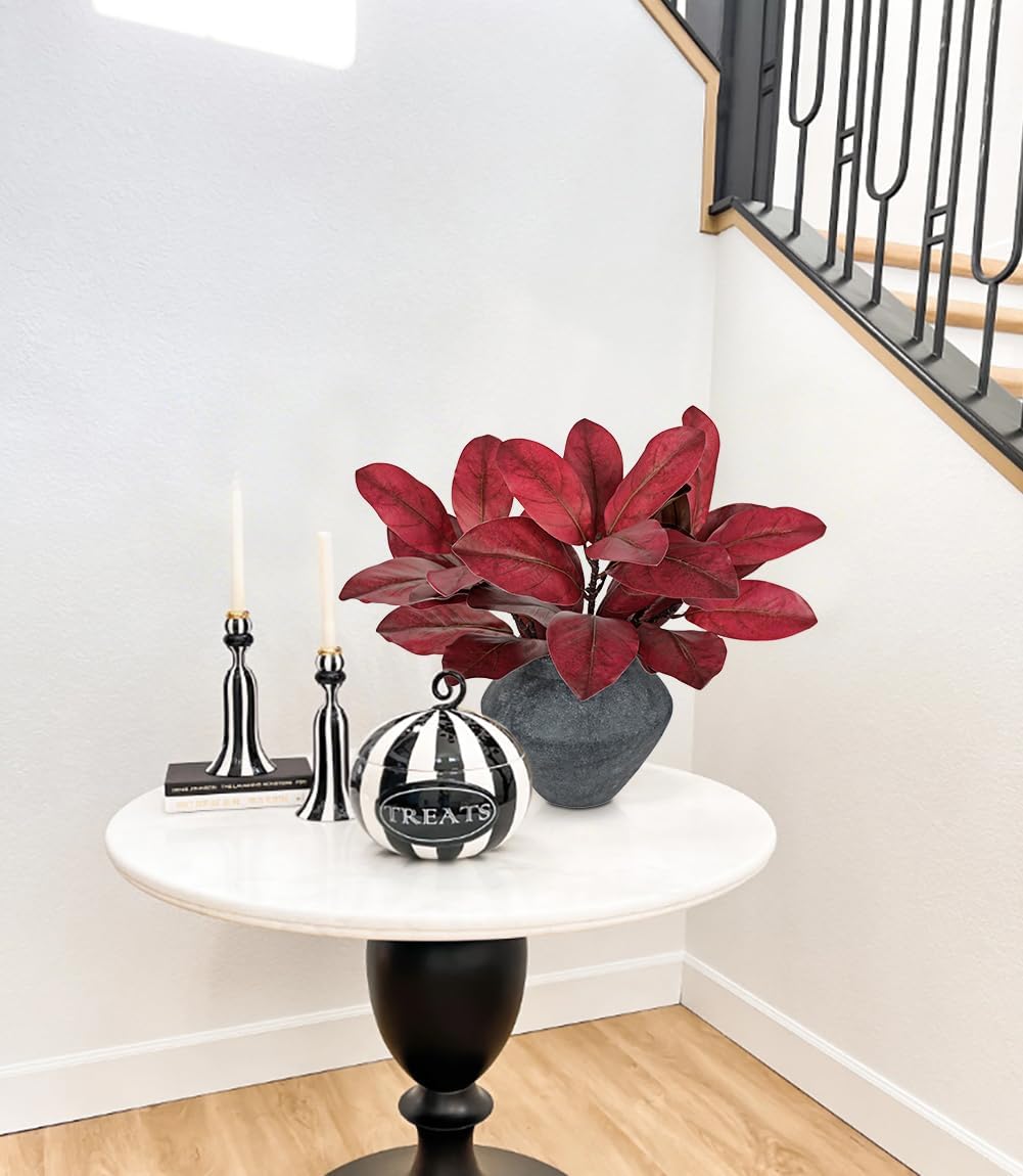 Artificial Magnolia Floral Stems 2PCS 19.7'' Tall Faux Magnolia Silk Flowers Bouquet Fake Greenery Branches for Home Wedding Arrangements Table Vase Centerpieces Rustic Decor(Vase not Included)