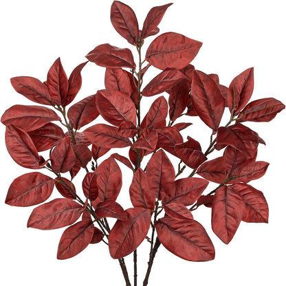 Artificial Magnolia Floral Stems 2PCS 19.7'' Tall Faux Magnolia Silk Flowers Bouquet Fake Greenery Branches for Home Wedding Arrangements Table Vase Centerpieces Rustic Decor(Vase not Included)