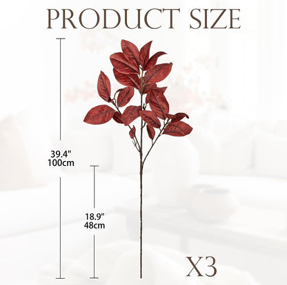 Artificial Magnolia Floral Stems 2PCS 19.7'' Tall Faux Magnolia Silk Flowers Bouquet Fake Greenery Branches for Home Wedding Arrangements Table Vase Centerpieces Rustic Decor(Vase not Included)