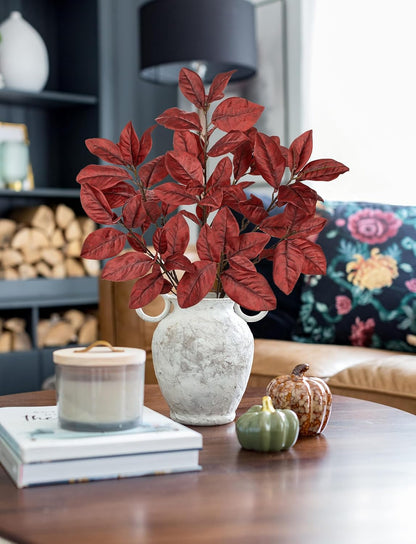 Artificial Magnolia Floral Stems 2PCS 19.7'' Tall Faux Magnolia Silk Flowers Bouquet Fake Greenery Branches for Home Wedding Arrangements Table Vase Centerpieces Rustic Decor(Vase not Included)