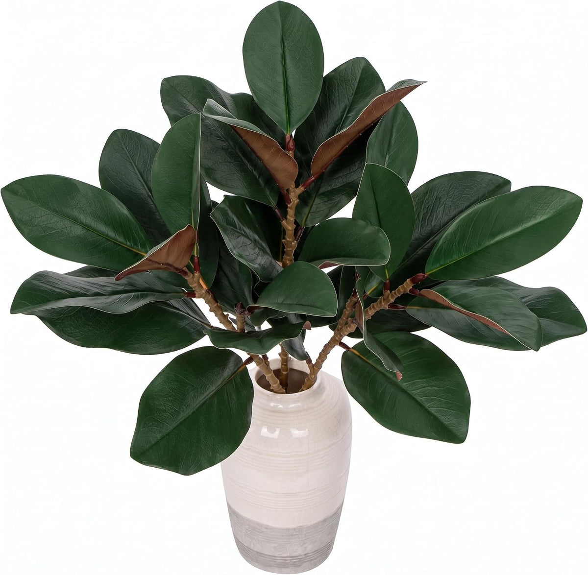 Artificial Magnolia Floral Stems 2PCS 19.7'' Tall Faux Magnolia Silk Flowers Bouquet Fake Greenery Branches for Home Wedding Arrangements Table Vase Centerpieces Rustic Decor(Vase not Included)
