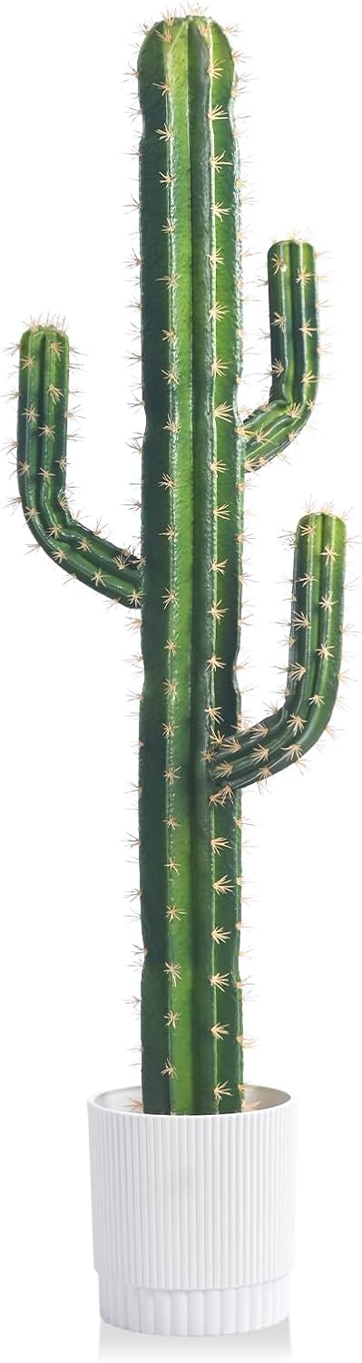 Artificial Cactus Tree 4FT — Realistic Artificial Cactus Plant Indoor & Outdoor, Large Faux Cactus Plant, Durable and Easy to Maintain, Perfect for Home, Garden, Patio, and Office Decor