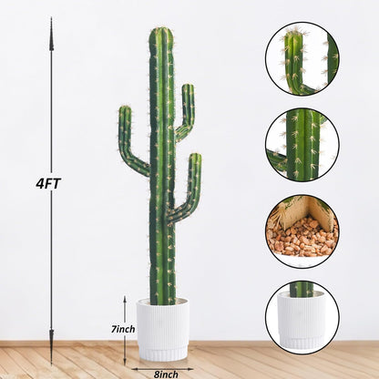 Artificial Cactus Tree 4FT — Realistic Artificial Cactus Plant Indoor & Outdoor, Large Faux Cactus Plant, Durable and Easy to Maintain, Perfect for Home, Garden, Patio, and Office Decor