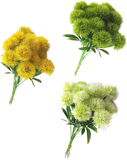 15pcs Silk Dandelion Flowers Home Decorative Plastic Fake Artificial Flowers for Home Party Wedding Green Real Touch Decoration(7.87inch)