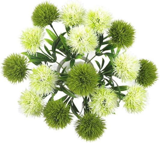 15pcs Silk Dandelion Flowers Home Decorative Plastic Fake Artificial Flowers for Home Party Wedding Green Real Touch Decoration(7.87inch)