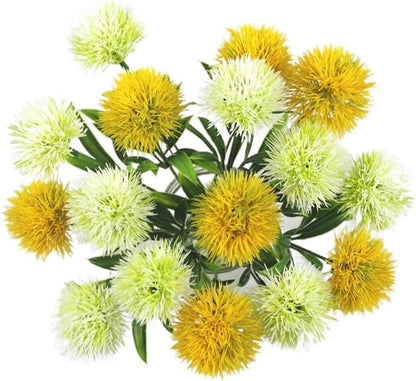 15pcs Silk Dandelion Flowers Home Decorative Plastic Fake Artificial Flowers for Home Party Wedding Green Real Touch Decoration(7.87inch)