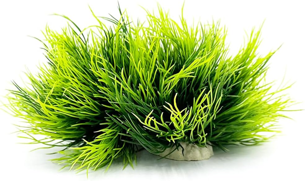 Aquarium Plants Fish Tank Decorations 2pcs Small Size/3.5inch Ornament Plastic Artificial Plant Goldfish Waterscape Fish Hides Mini Grass Set (2pcs/Green)
