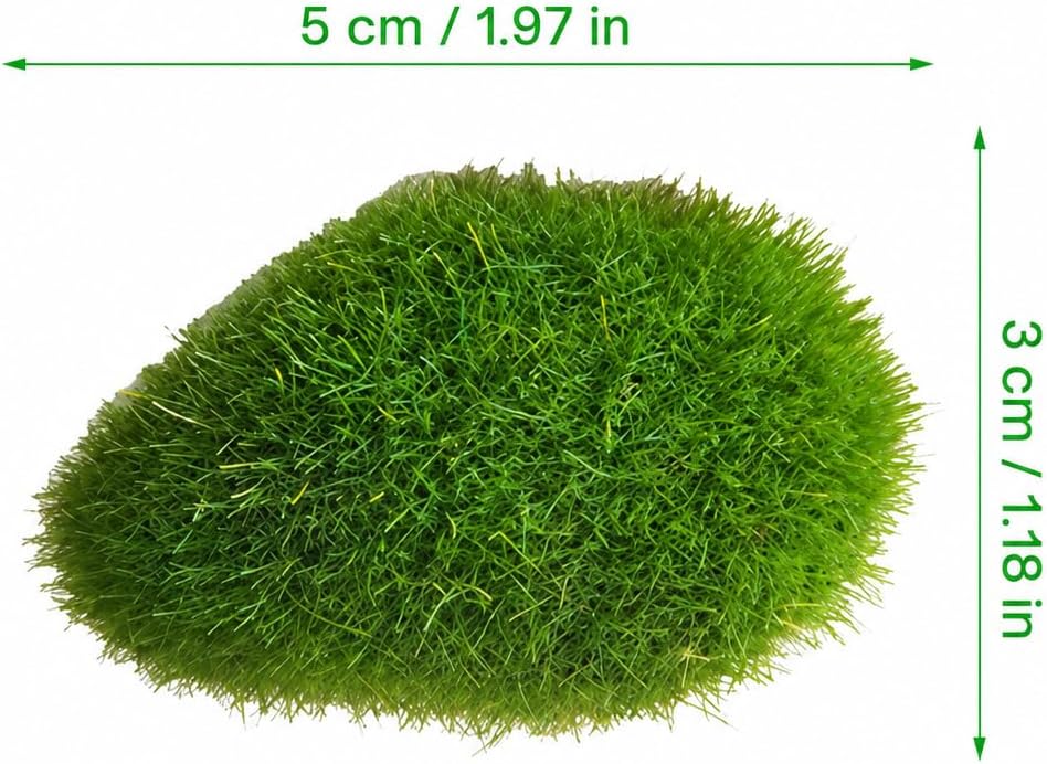 Artificial Moss Balls for Aquarium, Fake Moss Ball Decorative Rocks, Green Moss Covered Stones for Fish Tank Decor, Terrarium, Fairy Garden, Floral Arrangements (Small 3 pcs)