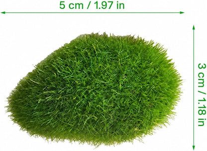 Artificial Moss Balls for Aquarium, Fake Moss Ball Decorative Rocks, Green Moss Covered Stones for Fish Tank Decor, Terrarium, Fairy Garden, Floral Arrangements (Small 3 pcs)