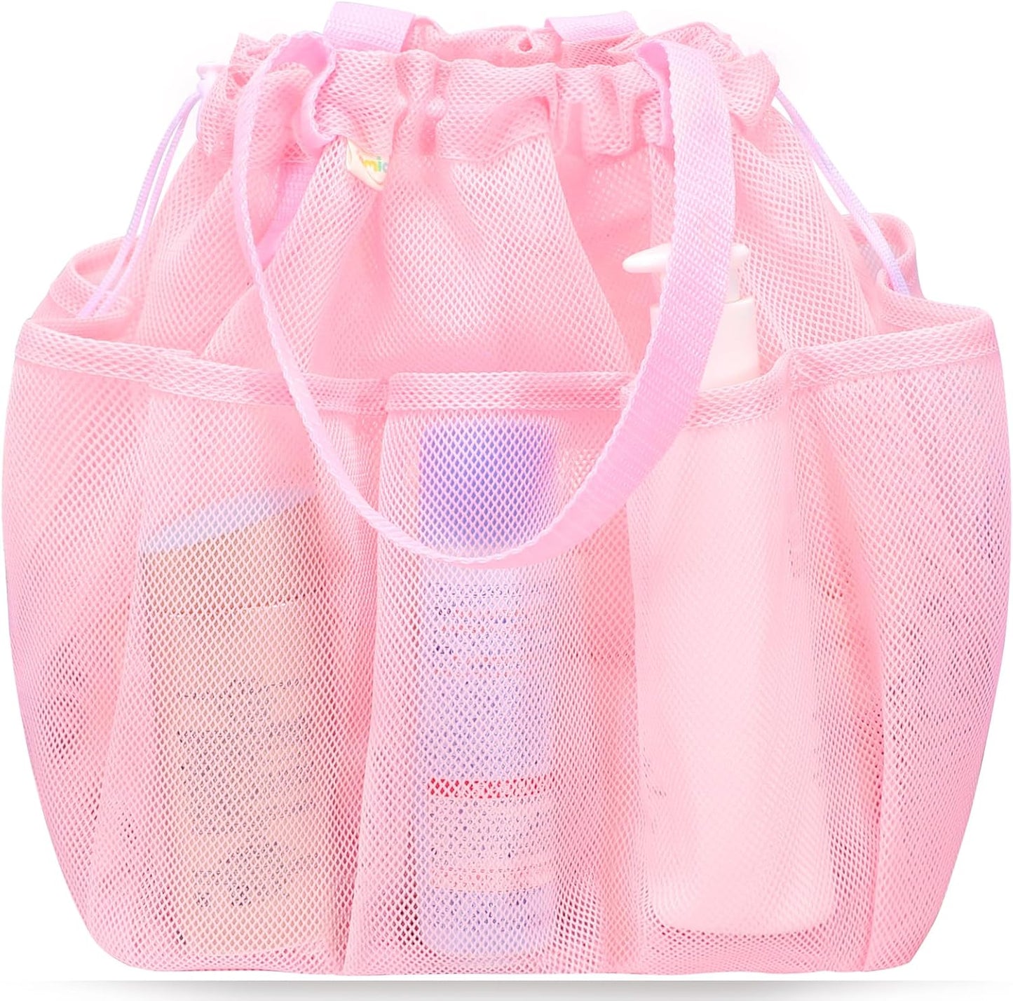 Mesh Shower Caddy Portable with Drawstring, Dorm Room Essentials for College Students Girls & Boys, Large Shower Bag for Camping,Swimming,Gym,Travel,Bathroom - Yellow
