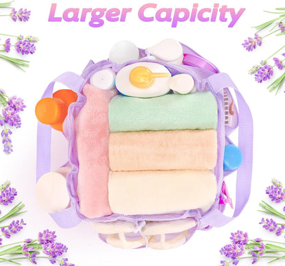Mesh Shower Caddy Portable with Drawstring, Dorm Room Essentials for College Students Girls & Boys, Large Shower Bag for Camping,Swimming,Gym,Travel,Bathroom - Yellow