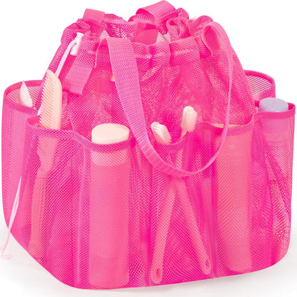 Mesh Shower Caddy Portable with Drawstring, Dorm Room Essentials for College Students Girls & Boys, Large Shower Bag for Camping,Swimming,Gym,Travel,Bathroom - Yellow