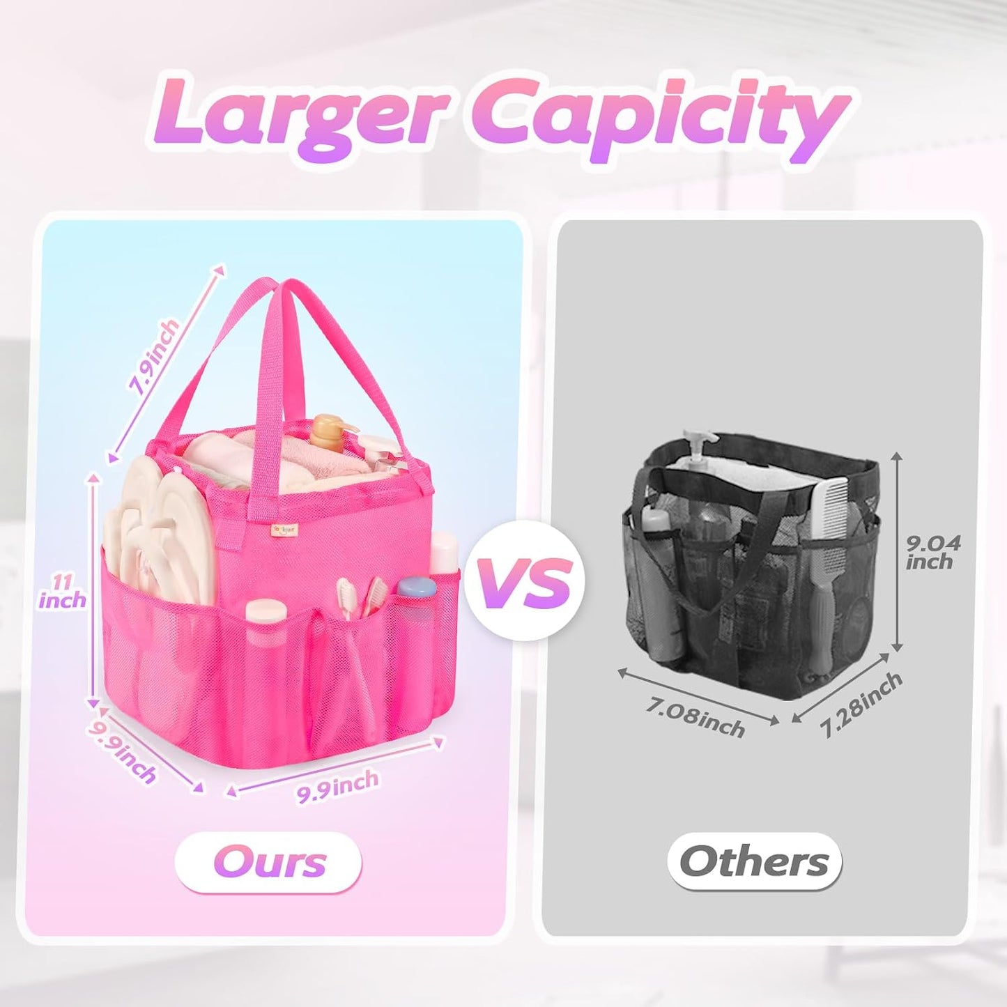 Mesh Shower Caddy Portable with Drawstring, Dorm Room Essentials for College Students Girls & Boys, Large Shower Bag for Camping,Swimming,Gym,Travel,Bathroom - Yellow