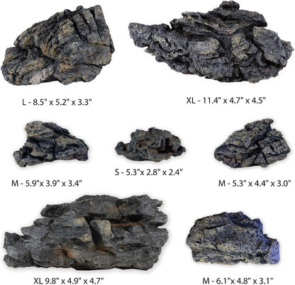 Seiryu Stone Collection 7 Piece Set | Molded Aquarium Decor Rock Artificial Resin Fish Tank Decoration up to 36" Long Aquariums 8816