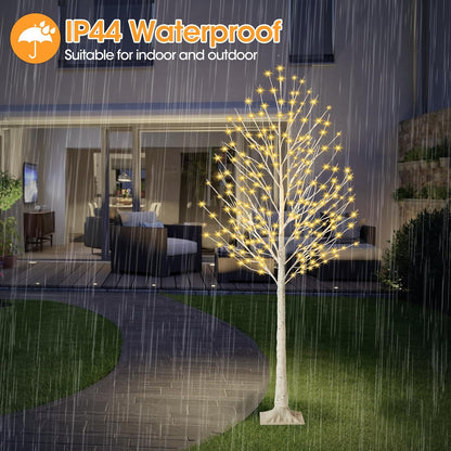 6FT Lighted Birch Tree with 144 LED Light, Artificial Light Up Tree | Plug in Decorative Light Trees for Indoor Home Decor, Wedding Party, Christmas Holiday Floor Lamp, Warm White