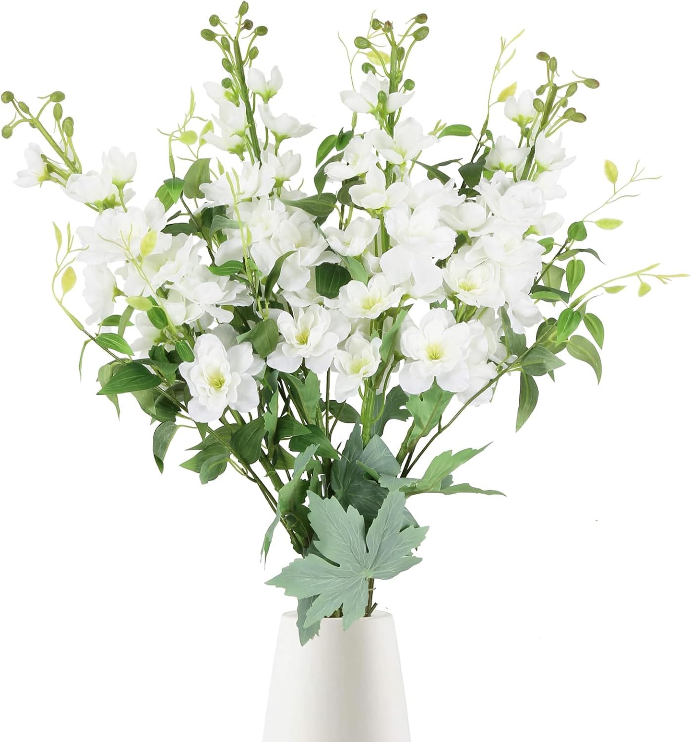 8PCS Blue Delphinium Artificial Flowers 29.5" Combo Clematis Greenery 23.6" Long Stem Flowers for Tall Vase Larkspur Silk Flowers Floral Arrangements Table Party Home Decor (Ice Blue)