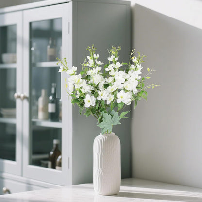8PCS Blue Delphinium Artificial Flowers 29.5" Combo Clematis Greenery 23.6" Long Stem Flowers for Tall Vase Larkspur Silk Flowers Floral Arrangements Table Party Home Decor (Ice Blue)