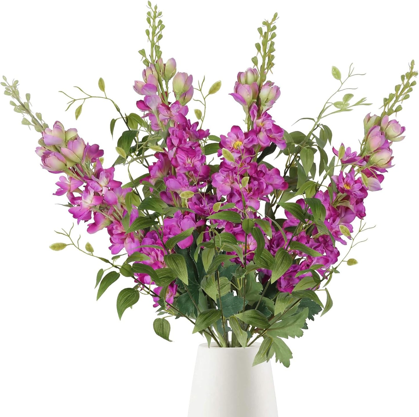 8PCS Blue Delphinium Artificial Flowers 29.5" Combo Clematis Greenery 23.6" Long Stem Flowers for Tall Vase Larkspur Silk Flowers Floral Arrangements Table Party Home Decor (Ice Blue)