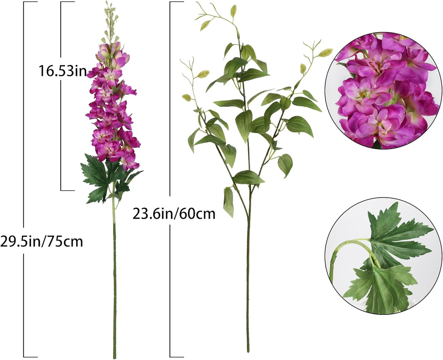 8PCS Blue Delphinium Artificial Flowers 29.5" Combo Clematis Greenery 23.6" Long Stem Flowers for Tall Vase Larkspur Silk Flowers Floral Arrangements Table Party Home Decor (Ice Blue)