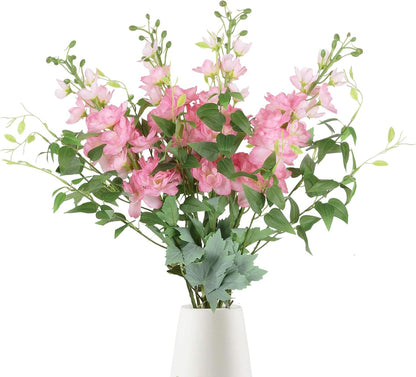 8PCS Blue Delphinium Artificial Flowers 29.5" Combo Clematis Greenery 23.6" Long Stem Flowers for Tall Vase Larkspur Silk Flowers Floral Arrangements Table Party Home Decor (Ice Blue)