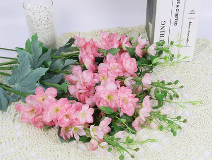 8PCS Blue Delphinium Artificial Flowers 29.5" Combo Clematis Greenery 23.6" Long Stem Flowers for Tall Vase Larkspur Silk Flowers Floral Arrangements Table Party Home Decor (Ice Blue)