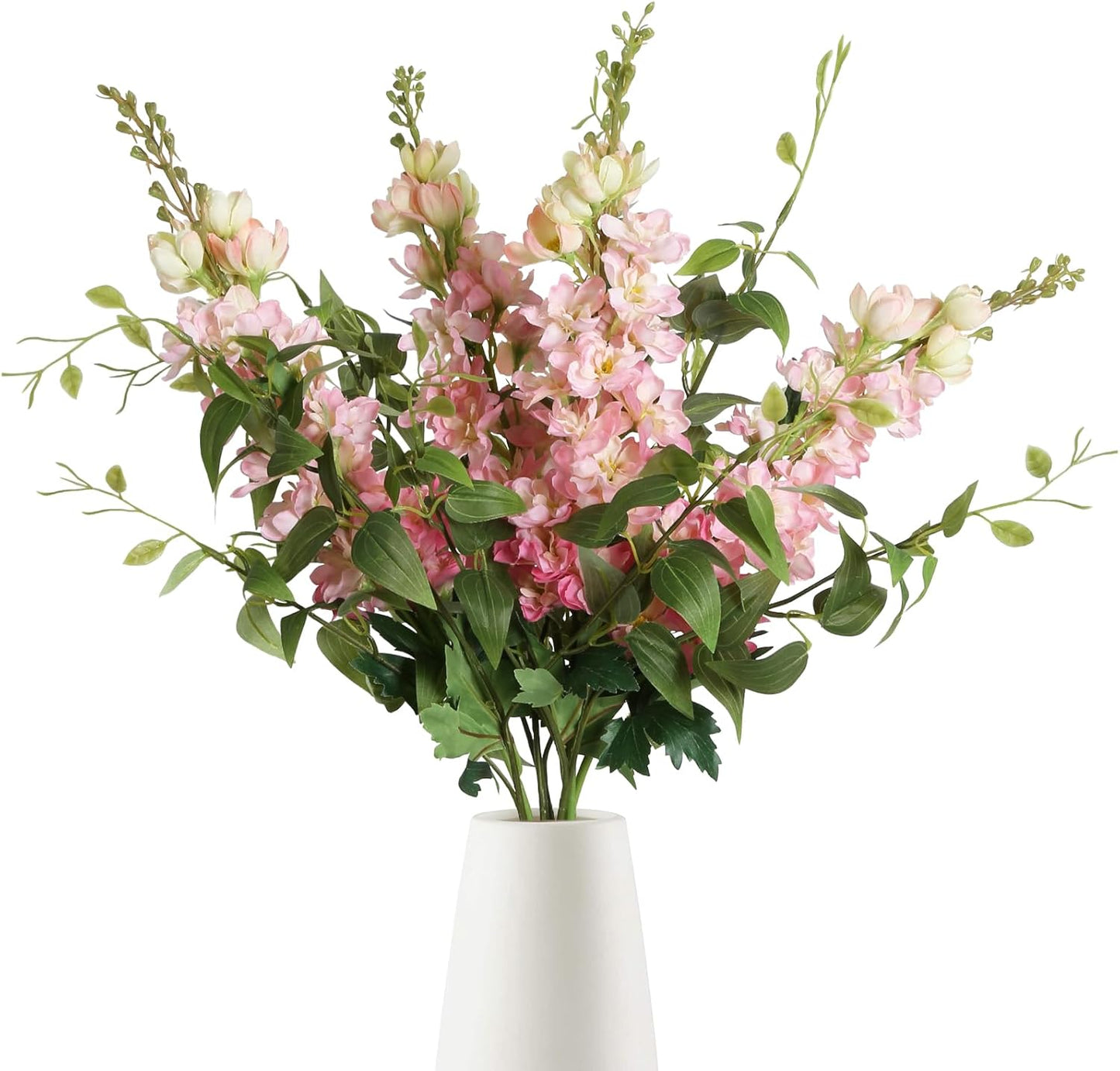 8PCS Blue Delphinium Artificial Flowers 29.5" Combo Clematis Greenery 23.6" Long Stem Flowers for Tall Vase Larkspur Silk Flowers Floral Arrangements Table Party Home Decor (Ice Blue)