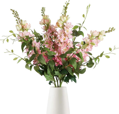 8PCS Blue Delphinium Artificial Flowers 29.5" Combo Clematis Greenery 23.6" Long Stem Flowers for Tall Vase Larkspur Silk Flowers Floral Arrangements Table Party Home Decor (Ice Blue)