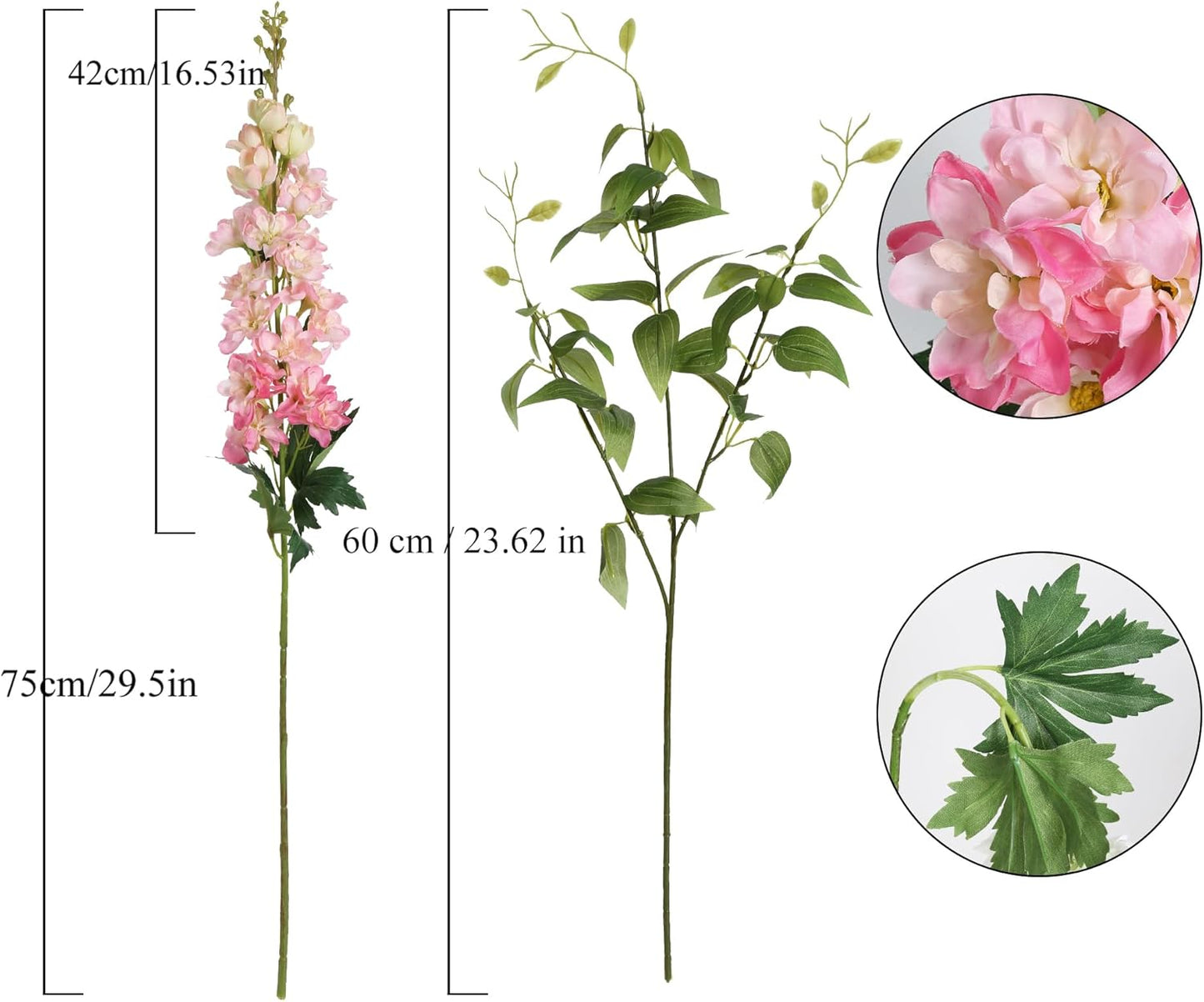 8PCS Blue Delphinium Artificial Flowers 29.5" Combo Clematis Greenery 23.6" Long Stem Flowers for Tall Vase Larkspur Silk Flowers Floral Arrangements Table Party Home Decor (Ice Blue)