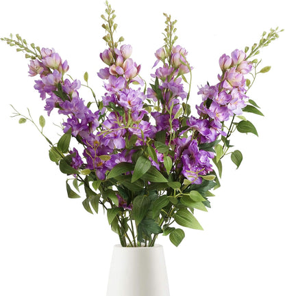 8PCS Blue Delphinium Artificial Flowers 29.5" Combo Clematis Greenery 23.6" Long Stem Flowers for Tall Vase Larkspur Silk Flowers Floral Arrangements Table Party Home Decor (Ice Blue)