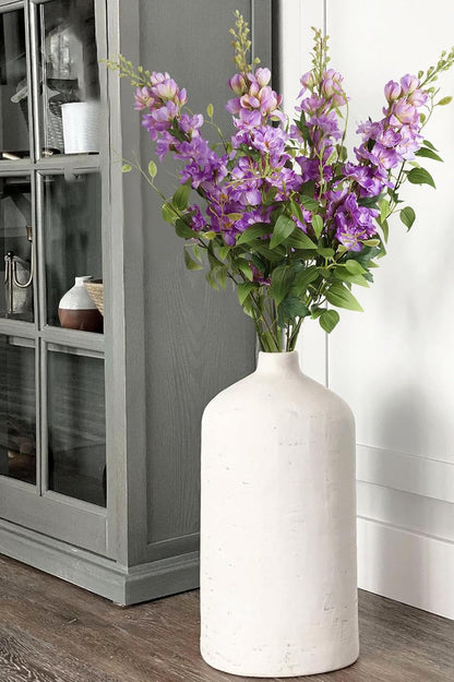 8PCS Blue Delphinium Artificial Flowers 29.5" Combo Clematis Greenery 23.6" Long Stem Flowers for Tall Vase Larkspur Silk Flowers Floral Arrangements Table Party Home Decor (Ice Blue)