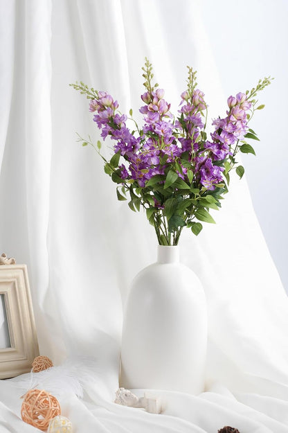 8PCS Blue Delphinium Artificial Flowers 29.5" Combo Clematis Greenery 23.6" Long Stem Flowers for Tall Vase Larkspur Silk Flowers Floral Arrangements Table Party Home Decor (Ice Blue)