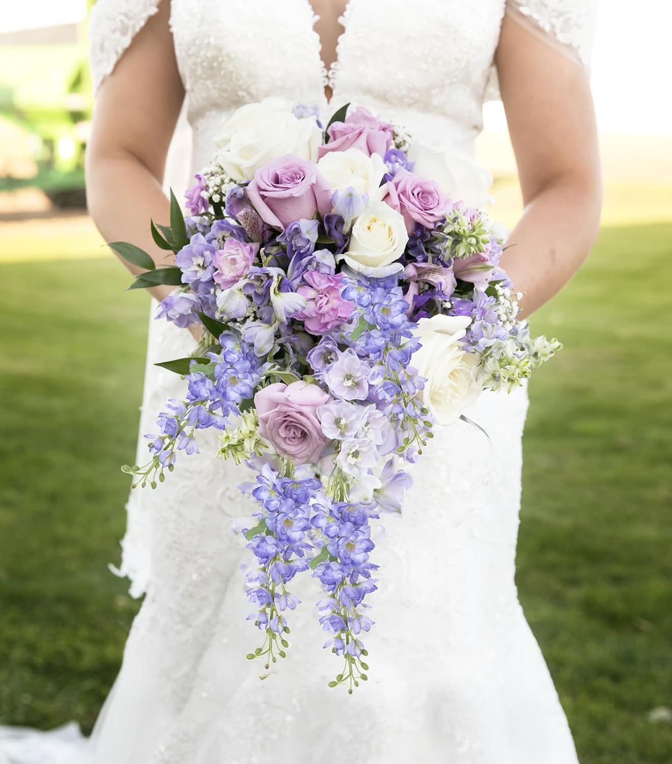 8PCS Blue Delphinium Artificial Flowers 29.5" Combo Clematis Greenery 23.6" Long Stem Flowers for Tall Vase Larkspur Silk Flowers Floral Arrangements Table Party Home Decor (Ice Blue)