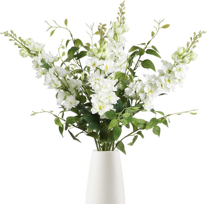 8PCS Blue Delphinium Artificial Flowers 29.5" Combo Clematis Greenery 23.6" Long Stem Flowers for Tall Vase Larkspur Silk Flowers Floral Arrangements Table Party Home Decor (Ice Blue)