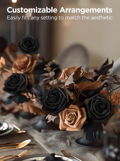 Artificial Flowers, 50 Pcs Pink Foam Fake Roses Bulk with Stems for Decoration DIY Wedding Bouquets Centerpieces Bridal Shower Party Valentines Christmas Tree
