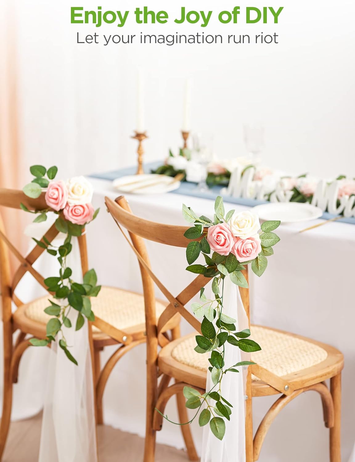 Artificial Flowers, 50 Pcs Pink Foam Fake Roses Bulk with Stems for Decoration DIY Wedding Bouquets Centerpieces Bridal Shower Party Valentines Christmas Tree
