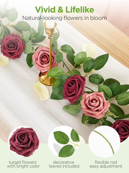 Artificial Flowers, 50 Pcs Pink Foam Fake Roses Bulk with Stems for Decoration DIY Wedding Bouquets Centerpieces Bridal Shower Party Valentines Christmas Tree