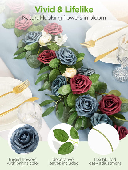 Artificial Flowers, 50 Pcs Pink Foam Fake Roses Bulk with Stems for Decoration DIY Wedding Bouquets Centerpieces Bridal Shower Party Valentines Christmas Tree