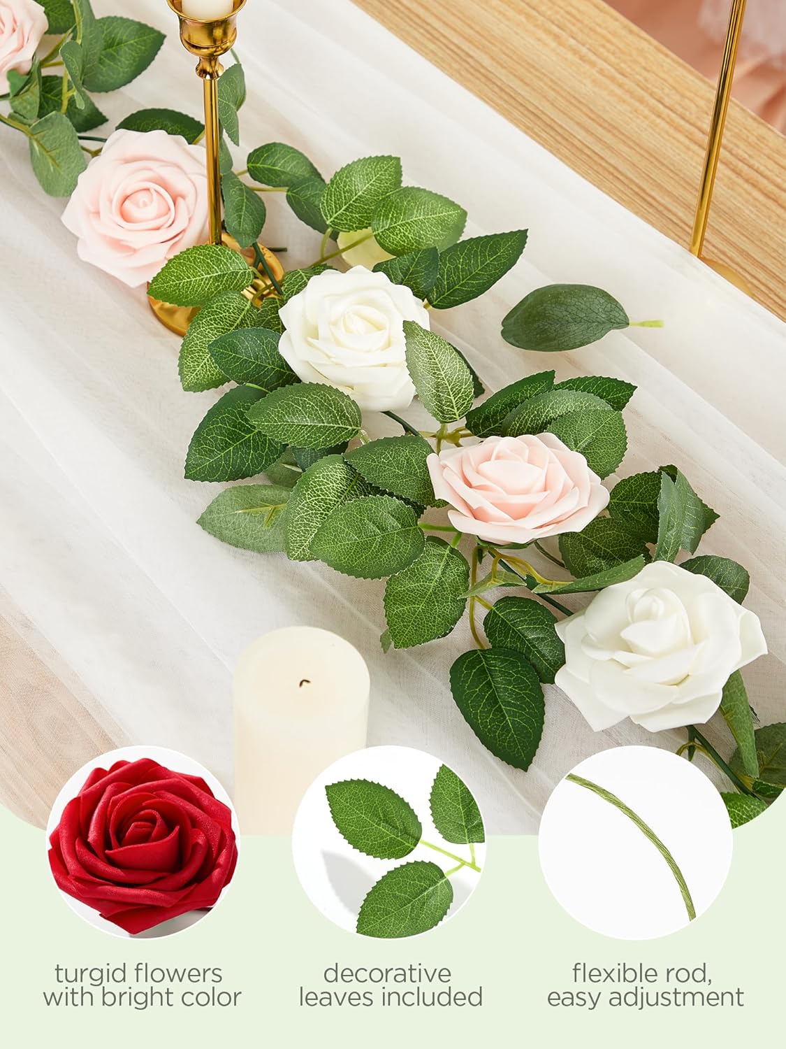 Artificial Flowers, 50 Pcs Pink Foam Fake Roses Bulk with Stems for Decoration DIY Wedding Bouquets Centerpieces Bridal Shower Party Valentines Christmas Tree