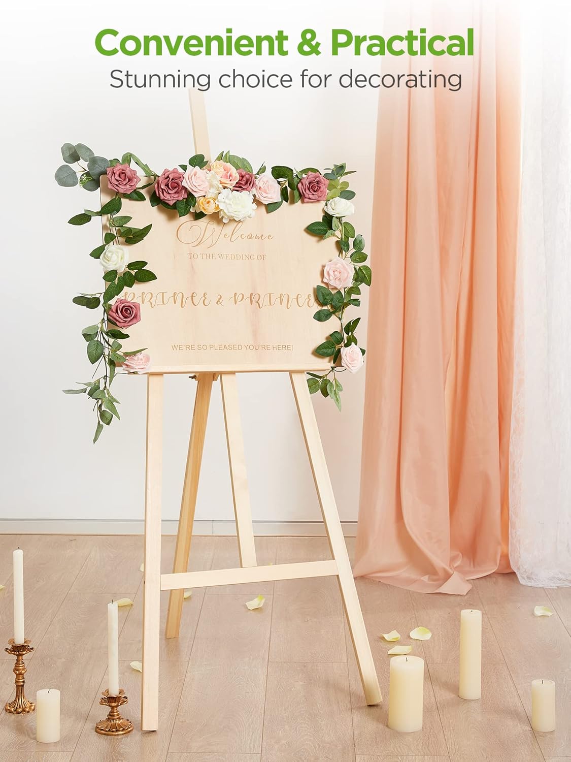 Artificial Flowers, 50 Pcs Pink Foam Fake Roses Bulk with Stems for Decoration DIY Wedding Bouquets Centerpieces Bridal Shower Party Valentines Christmas Tree